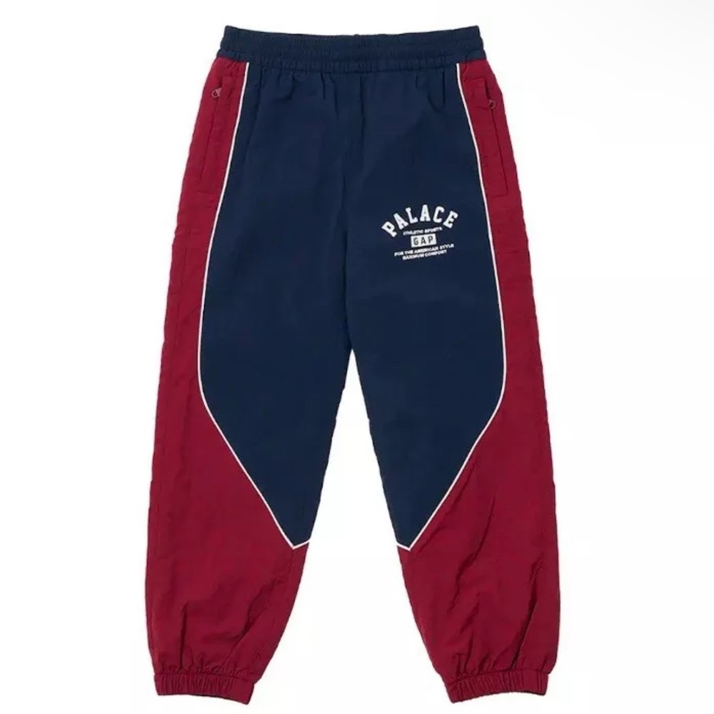 GAP x Palace Kids Athletic Track Pants Navy Burgundy Joggers Sweatpants M